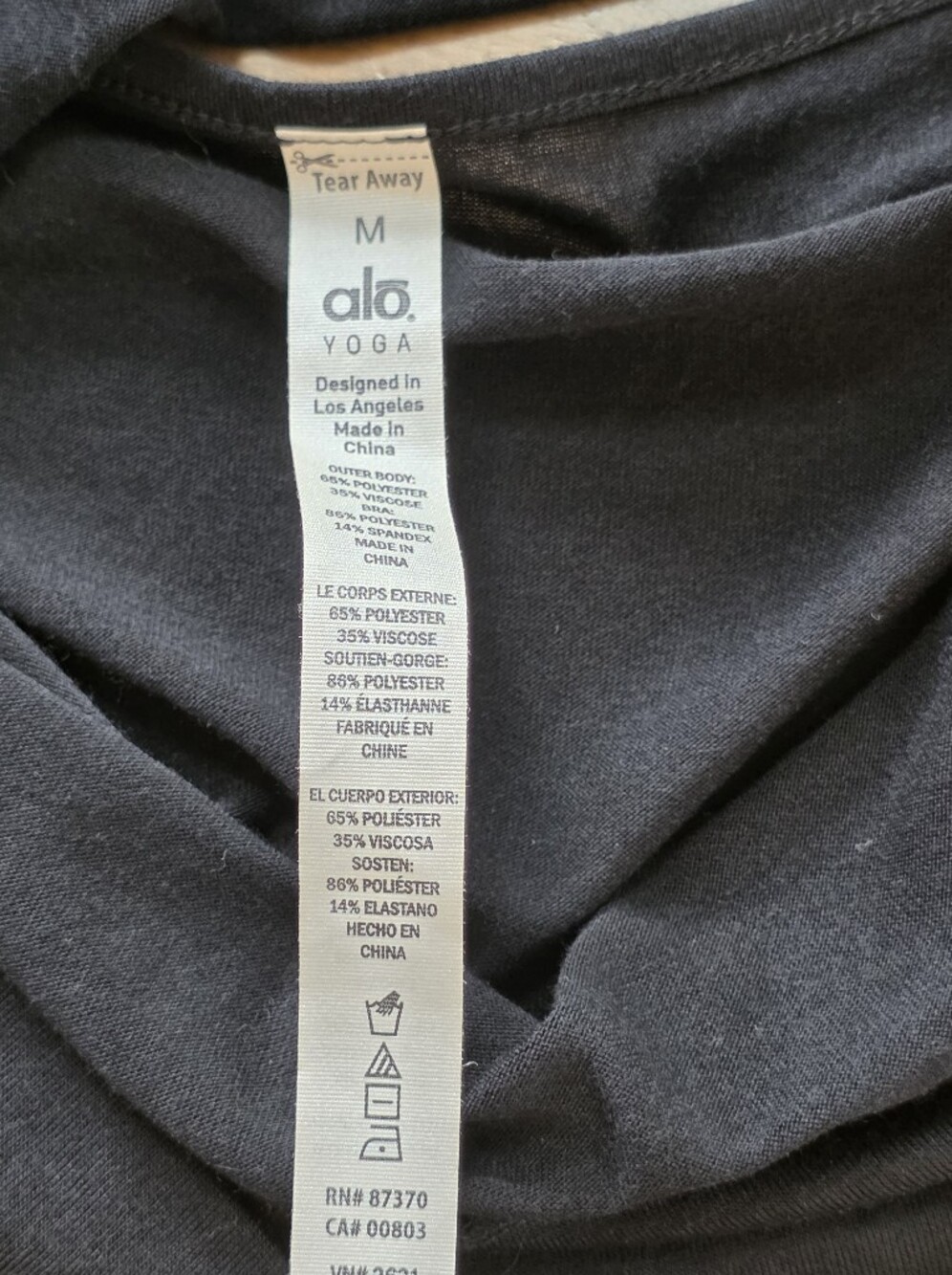 Alo Yoga 2-in-1 draped open-backtank top In Black, Women's Size Medium - Picture 5 of 6